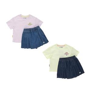 [롯데백화점]뉴발란스 PLAY DENIM_일러스트 반팔 데님 스커트 셋업(NK9YF2504G)