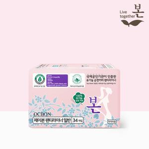유기농본 오씨본 유기농 생리대 팬티라이너 일반 34P, 1팩