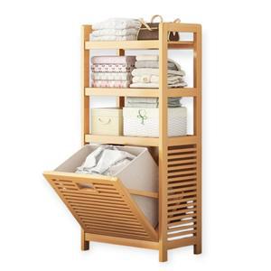 다기능 폭40cm 대나무햄퍼 3단 세탁물 빨래함 빨래바구니 3층 수건통 선반형 슬라이딩