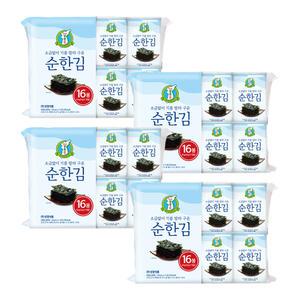 지도표성경김 소금없이 기름발라 구운 순한김 4g 16봉x4개