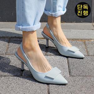 [바닐라슈]단독진행 샤로츠 글로시 사각장식 슬링백힐(7cm)