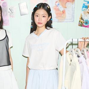 [iami]KL45371 주니어 브이넥 프레시 우븐 티셔츠
