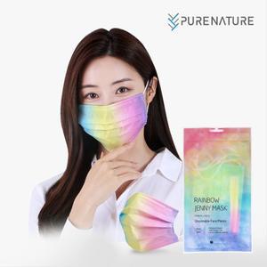 [퓨어네이처]국내생산 무지개 제니 마스크 디자인특허 퓨어네이처  공식협찬 레인보우 마스크 5매입 대형