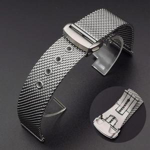 메쉬 스테인레스 스틸 스트랩 20mm 오메가 007 Seamaster 다이버 시계 밴드 남성용 금속 접이식 버클 팔찌