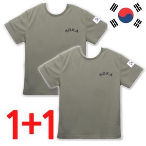 2P 국산 카키 로카티 ROKA 쿨론 코리아아미 군인 반팔티 학교반티 태극기 KOREA ARMY 군용 국방색