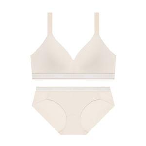 GUESS UNDERWEAR 에어 메쉬몰드 노와이어 브라 팬티 세트 - 베이지