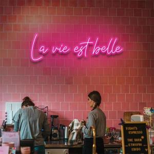 방 사무실 인테리어용 문자 네온 표시 벽 예술 LED 조명 침실 인테리어 CEST LA VIE La Vie Est Belle
