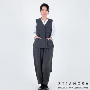 [8138] (여)쿨비취 조끼·바지 2피스 / 여자 여성 보살님 봄가을 초여름 춘추복 생활한복 개량한복 법복 절