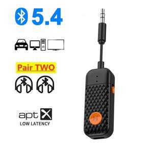 블루투스 5.4 Aux 어댑터 무선 자동차 수신기 3.5mm 잭 오디오 마이크 TV 스피커 2 헤드폰 용 핸즈프리