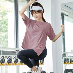트임 반팔 요가복 스판원단 요가 헬스 캐주얼 유니크