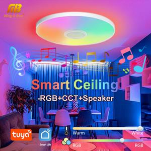 led평판등 거실등 천장등 TUYA 스마트 LED 천장 조명 음악 스피커 레인보우 RGB 램프 30W 36W 원격 제어 디