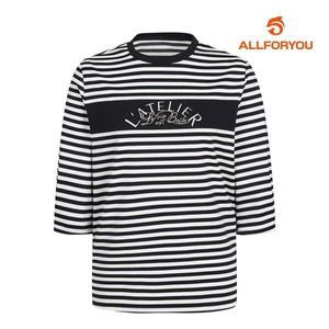 [올포유] 여성 자수 포인트 스트라이프 7부 티셔츠 ALTRM4416-915