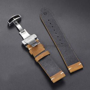 세이코 시계 밴드 용 오메가 용 송아지 가죽 가죽 팔찌 18mm 20mm 21mm 22mm 24mm 스트랩 다크 브라운 롤렉