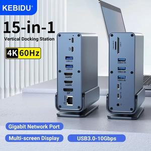 15 in 1 USB-C 도킹 스테이션 4K@60Hz HDMI DisplayPort 허브 A RJ45 SD TF 오디오 Macbook Pro 노트북 PC