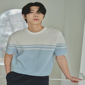 [폴햄] PHF2ER1030 남성) 라운드넥 블록 반팔 니트 PHF2ER1030A