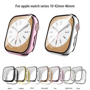 전기 도금 방수 유리 및 커버, 애플 워치 케이스 S10 42 46mm, iWatch 액세서리, 시리즈용 화면 보호대
