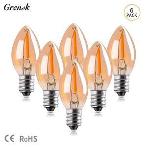 촛대전구 캔들 C7 교체용 LED 전구 05W 5W Candelabra E14 E12 2200K 화이트 야외 스트링 조명 6개