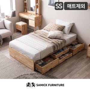 [삼익가구]포텐 헤드리스 4단 수납 원목 침대(매트제외-슈퍼싱글)