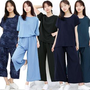시원한 인견 상의+통바지 플리츠 인견 상하의세트 와이드팬츠 여름 잠옷세트 홈웨어 파자마 이지웨어