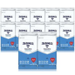크리넥스 안심 손소독티슈 리필(30+2매)x12팩 /에탄올함유