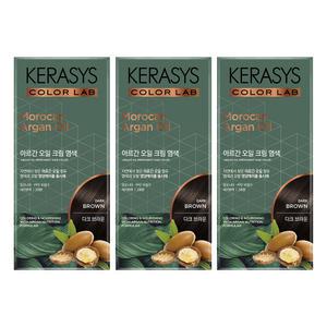 케라시스 아르간 오일 크림 염색제, 다크브라운, 120g, 3개