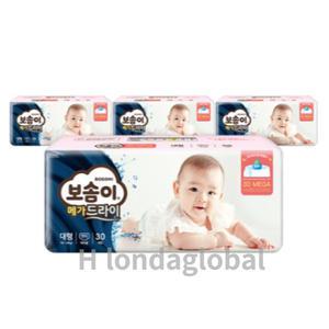 보솜이 메가드라이 여아용 대형 팬티 기저귀 30매 4팩