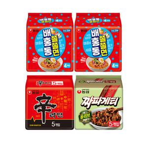 농심 신라면, 120g, 5입(멀티), 1개 + 올리브 짜파게티, 140g, 5입(멀티), 1개 + 배홍동쫄쫄면, 129g, 4입, 2개