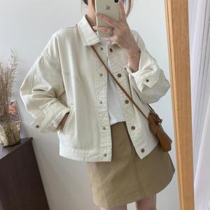 탄탄 코튼 스티치 캐주얼 자켓 데일리 꾸안꾸 간절기 봄 루즈핏 흰색 청자켓