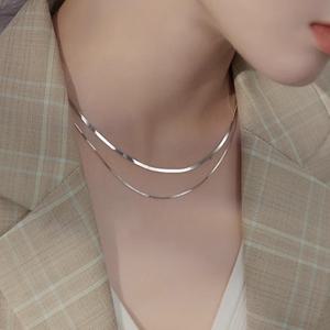 925실버 뱀줄 두줄 초커 목걸이