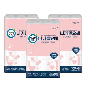 니가 필요해 3겹 화장지 22M X 30롤 3개