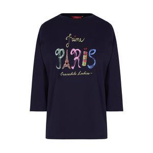 [롯데백화점]크로커다일레이디 코튼 혼방 프린트 7부 라운드 티셔츠 CLCFTS901