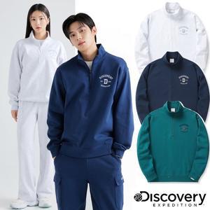 [디스커버리](강남점)[24S/S] 디스커버리 DXTR13041 남성 여성 공용 애슬레저 바시티 반집업 티셔츠