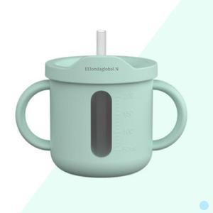 주니 유아 아기 실리콘 이유식 빨대컵 그린 200ml