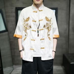 창파오 남성용 한푸 셔츠 코트 치파오 재킷 상의