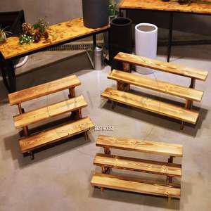 엠비아샵쓰리3 3단 계단 화분받침대 60X21CM 원목화분진열대