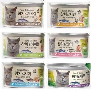 고양이 인기 미우와우 캔 간식 감성 흰살참치 80g 6종 (WFH57FI)