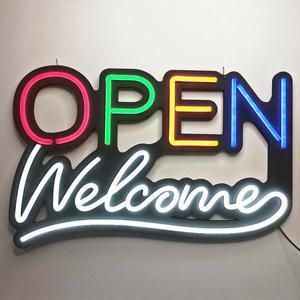 LED OPEN 네온 사인 웰컴 라이트 조도 비즈니스 바 커피숍 상점 창문 표지판 55x35 cm