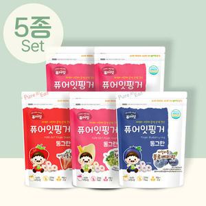 퓨어잇 핑거 동그란 아이과자 자일리톨 과일링 5종세트 간식