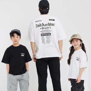 우연 키즈 주니어 아동복   화이트+블랙 2장 세트 반팔 로마티
