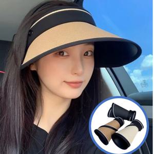 러블리 접이식 라탄 자외선 차단 필수품 돌돌말이 휴대용 바캉스 나들이 넓은 와이드 챙 선캡 썬캡 여성 여자 모자 돌돌이 자외선차단 버킷햇 피크닉 등산 골프 여름휴가 햇빛 완벽