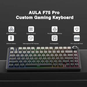 키보드 AULA 아우라 F75 Pro 개스킷 무선 게이밍 기계식 RGB 커스터마이징 75 측면 각인 PBT 키캡