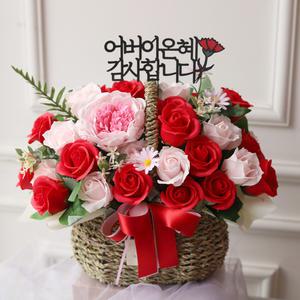 어버이날 비누꽃 꽃바구니 카네이션 장미 돈꽃바구니