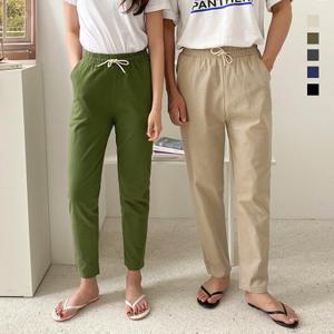 키코 린넨 팬츠 5color / 빅사이즈 F~2XL 남녀공용 여름 밴딩 바지 배기 베기