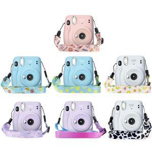 Instax Mini11 용 사진 가방 보관 상자 투명 케이스 크리스탈 스트랩 3 피스 세트