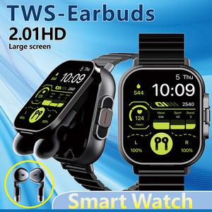 GPS 스마트 워치 D8 TWS 블루투스 토크 심박수 혈압 건강 모니터링 헤드폰 음악 투인원 헤드셋