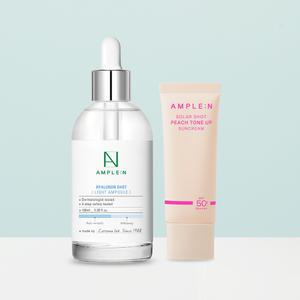 [코리아나 / 앰플엔] 히알루론샷 산뜻 수분 앰플 썸머 2종기획세트(라이트앰플+톤업선크림)