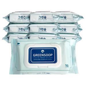 그린숲물티슈 100매 30개 캡형 저자극 피톤치드 대용량물티슈 아기물티슈 순한물티슈 캡형물티슈