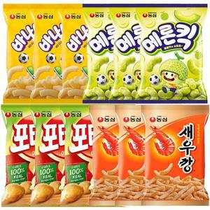 농심 새우깡 3봉+메론킥3봉+바나나킥3봉+포테토칩3봉