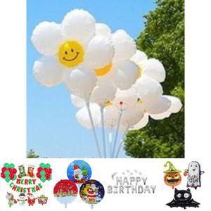 데이지 꽃 은박 풍선 7p 세트 X 10개 (스틱봉 포함)/파티/행사용/생일행사/신장개업/선물풍선/벌룬/디자인