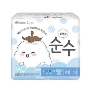 유한킴벌리 좋은느낌 순수 울트라 날개 대형 16p 1팩/생리대